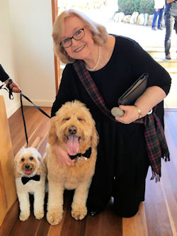 Jennifer Cram Bluebonnet Tartan Weddings with ring
              dogs
